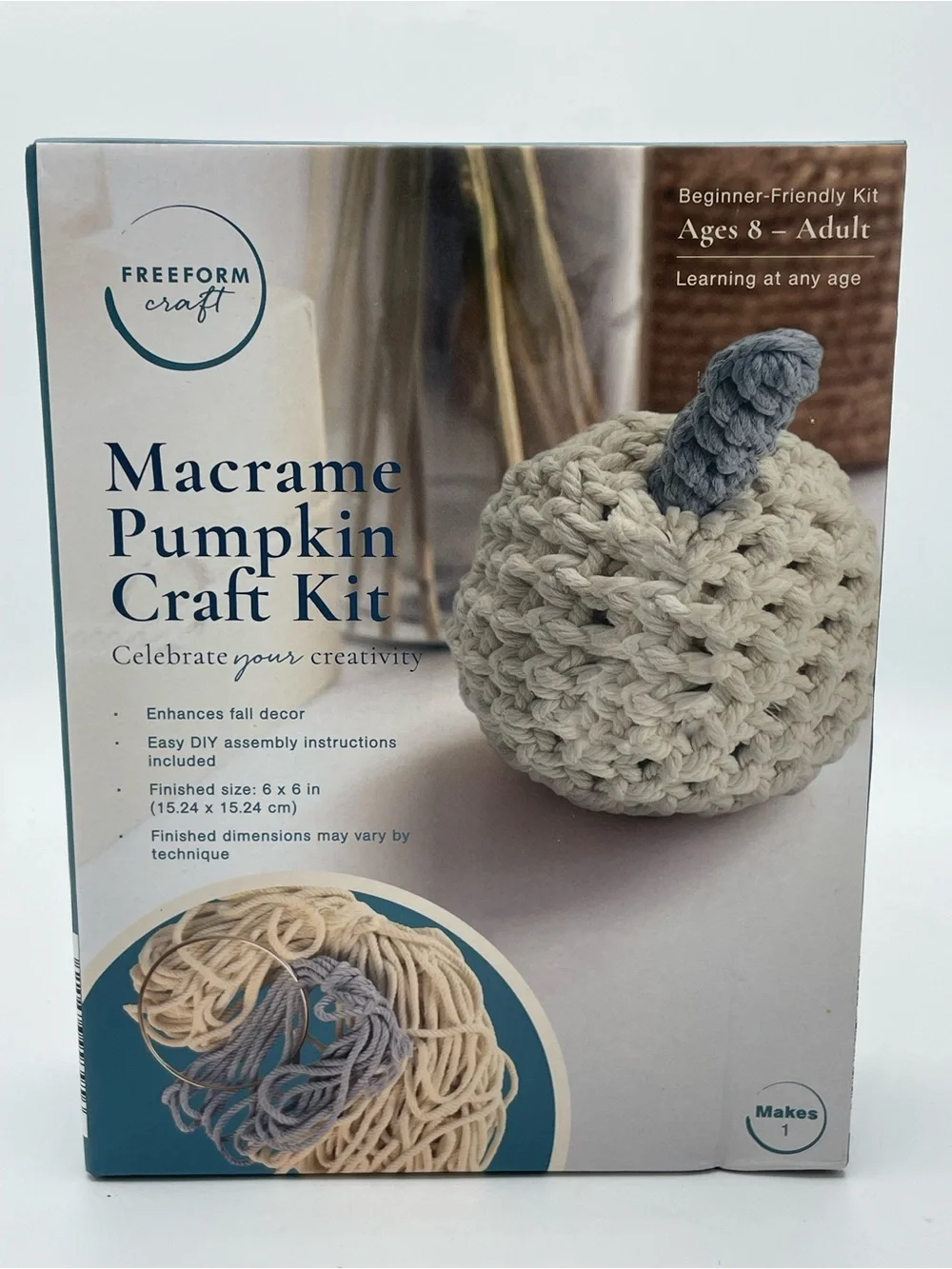 Freeform Craft Macrame Pumpkin Craft Kit - Cream & Rust - Picture 6 of 12